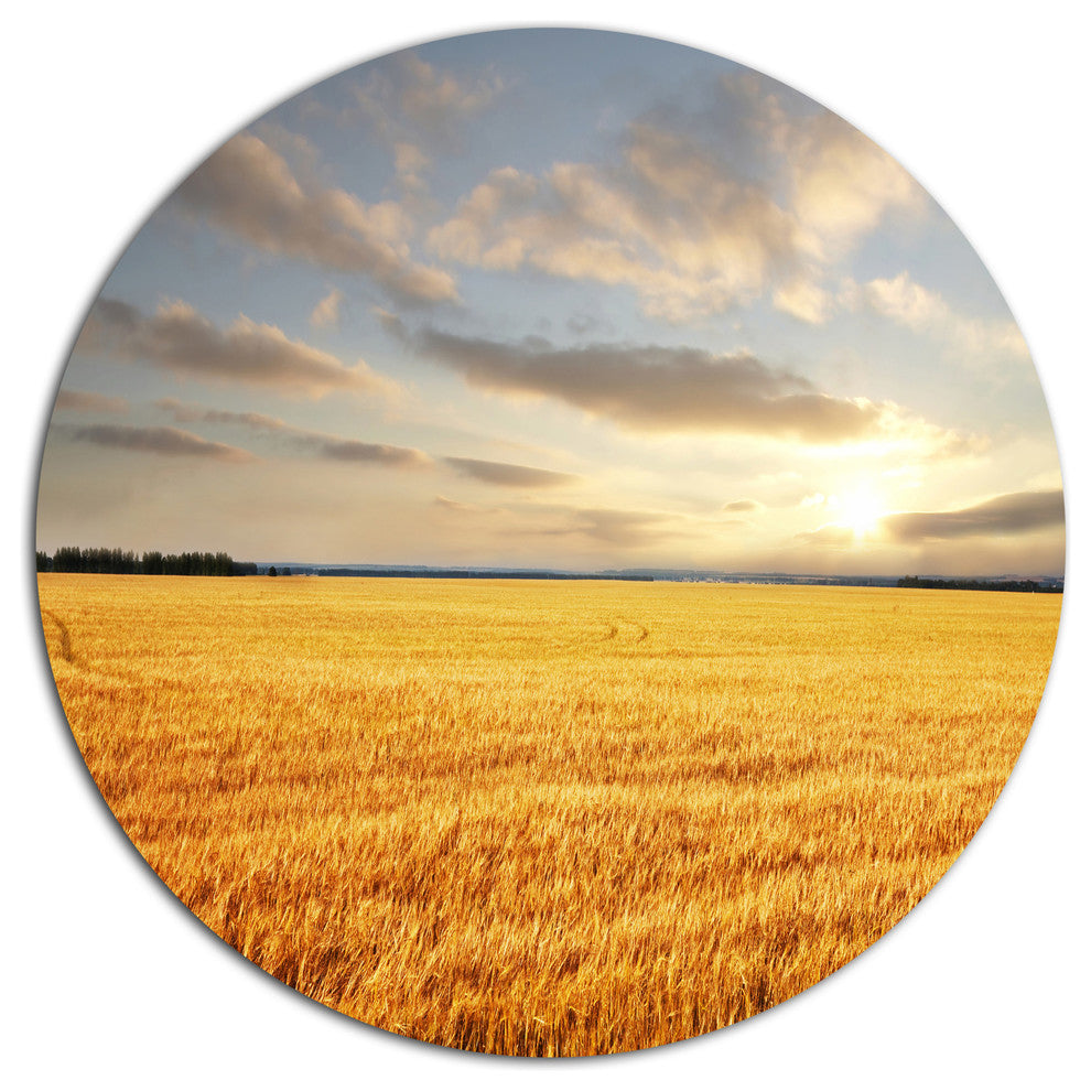 Expansive Brown Field, Landscape Round Wall Art, 36"