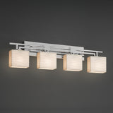 Porcelina Aero 4-Light Bath Bar, Rectangle, Polished Chrome, Waves Shade