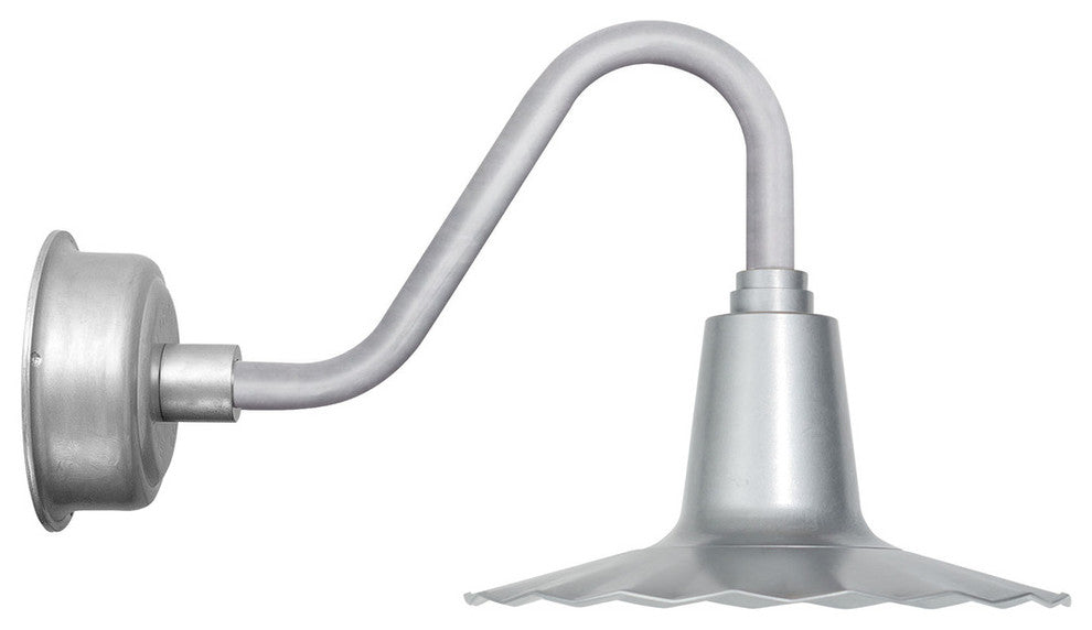 12" Iris LED Gooseneck Light With Vintage Arm, Galvanized Silver