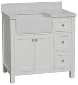 Yorkshire 36" Bathroom Vanity, White, Engineered Marble