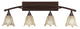 Bow 4-Light Bath Bar, with 7" Vanilla Leaf Glass, Bronze
