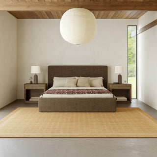 Fritz Checkered Wool Area Rug, Golden Yellow 5' x 8'