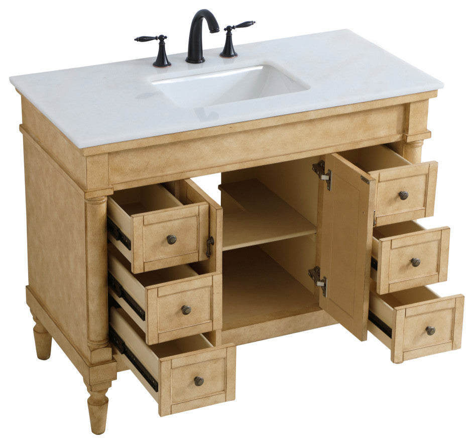 Lewis 42" Single Bathroom Vanity, Antique Beige