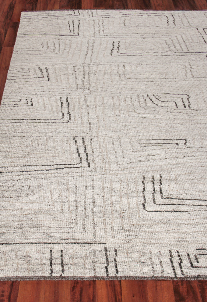 Aldridge Hand-Knotted Wool and Bamboo Silk Gray/Beige/Ivory Area Rug, 9'x12'