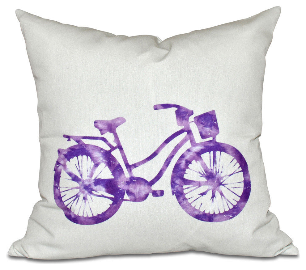 Life Cycle, Geometric Print Pillow, Purple, 18"x18"