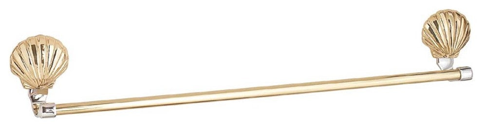 Traditional Brass Towel Bar Sea Crest 24" L Chrome Accents Shell Design