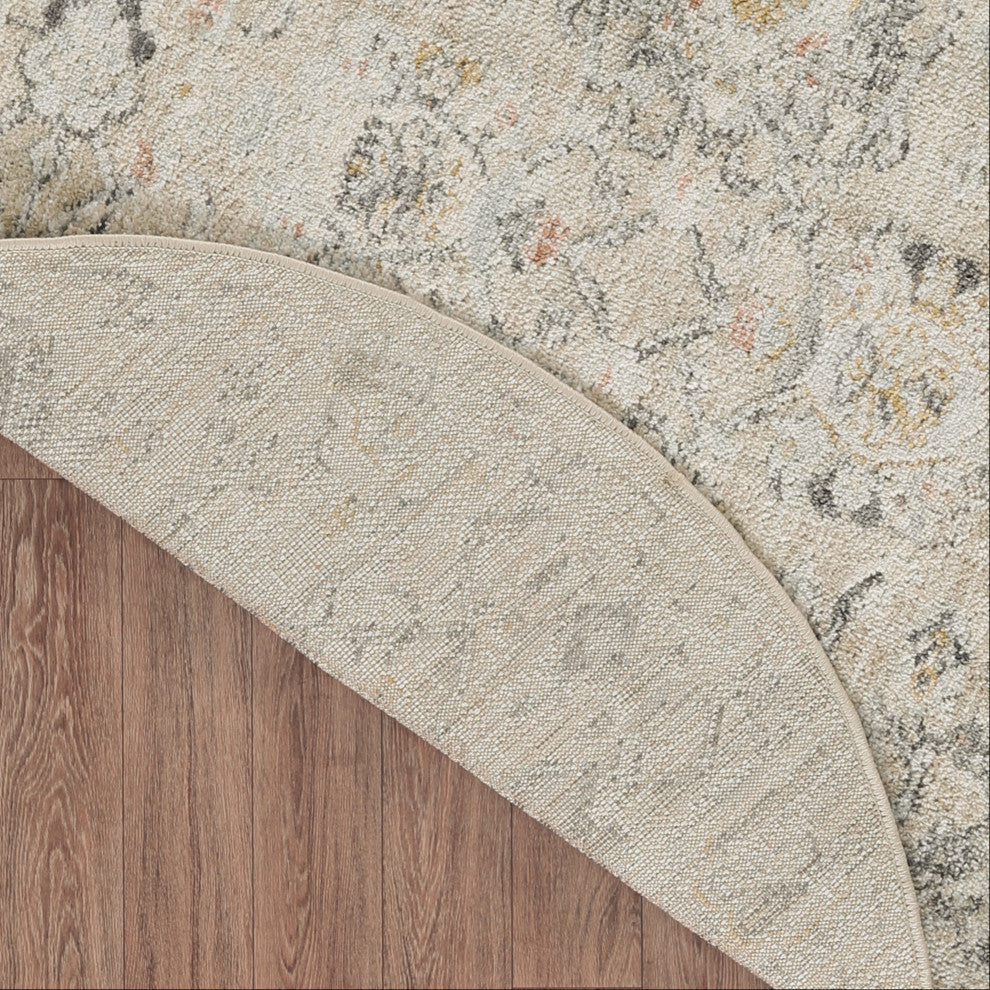 Nourison Oushak Home 4' x Round Cream Vintage Indoor Rug
