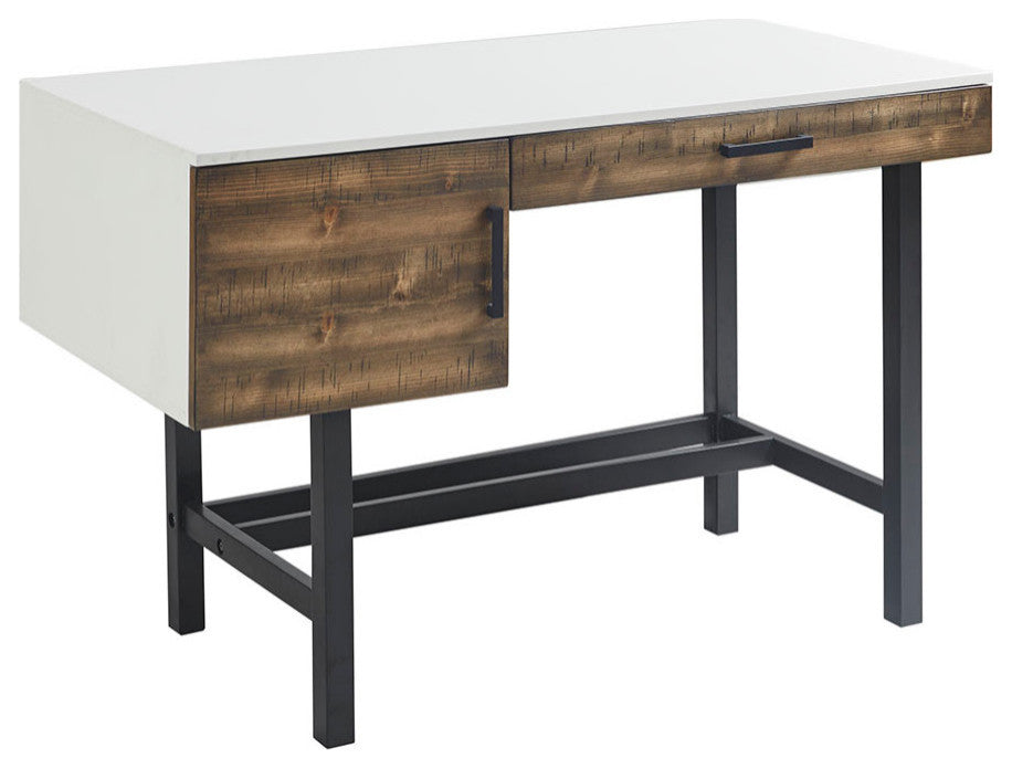 Madison Park Kirtley Modern Industrial Wood Office Writing Desk, White