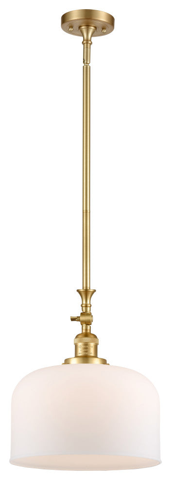 X-Large Bell 1 Light Mini Pendant, Satin Gold, Matte White