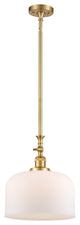 X-Large Bell 1 Light Mini Pendant, Satin Gold, Matte White