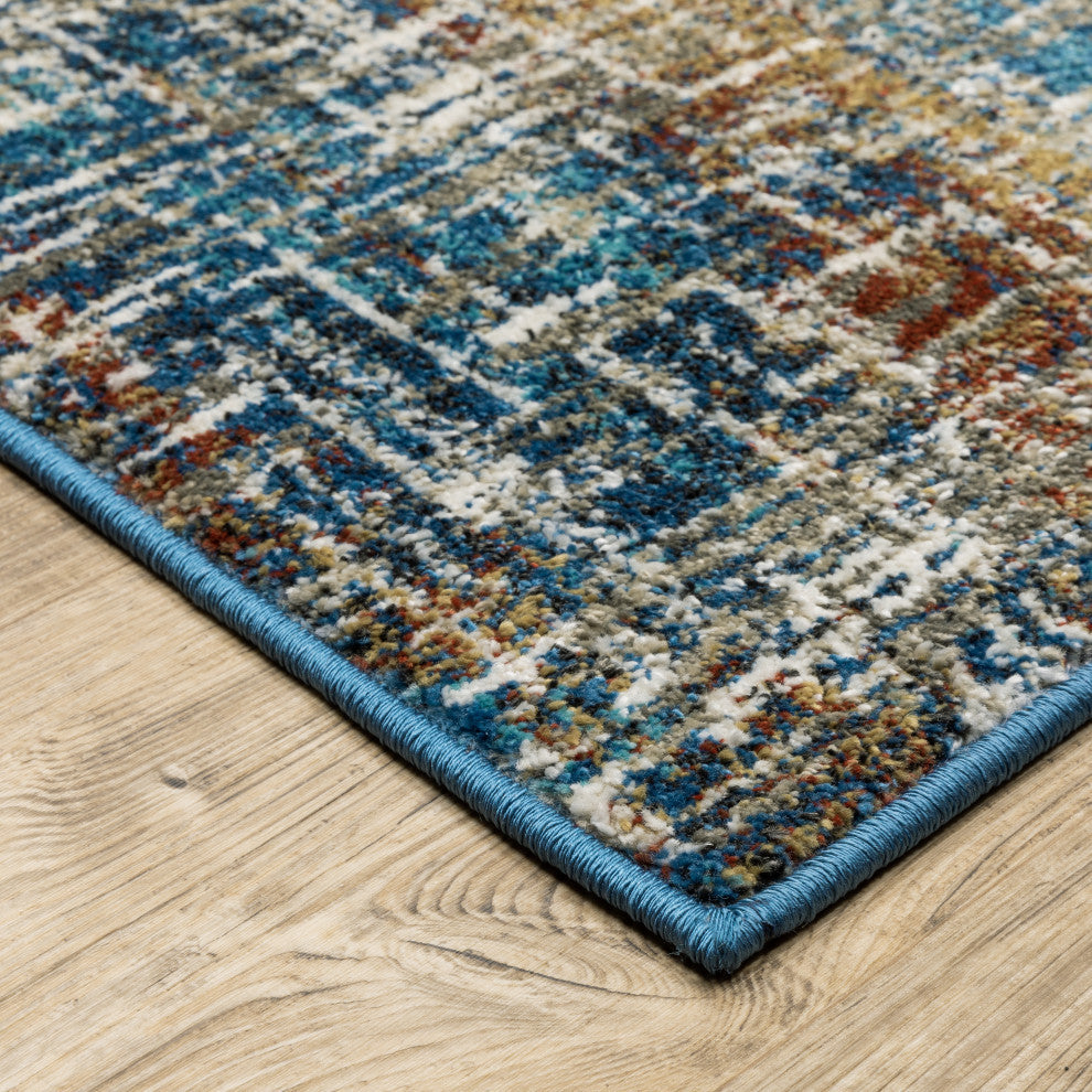 Vander Casual Chaos Blue/Multi Power-Loomed Area Rug, 3'10"x5'5"