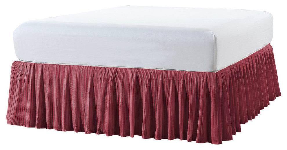 Diamond Square 18" Bed Skirt, Brick, Queen