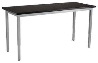 NPS Steel Height Adjustable Science Lab Table, 24 X 48, Phenolic Top, Grey