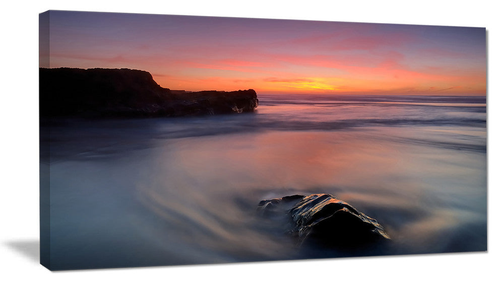"Softness in The Tide Magoito Beach" Contemporary Seascape Art Canvas, 40"x20"