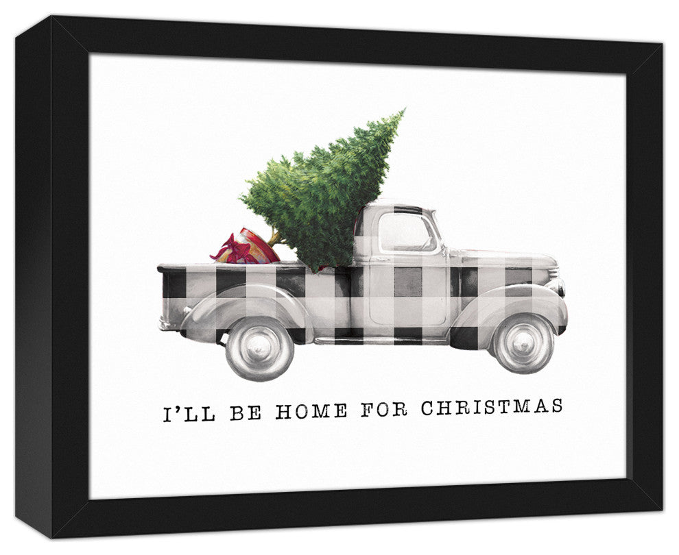 Home for Christmas Truck 11x14 Black Framed Canvas