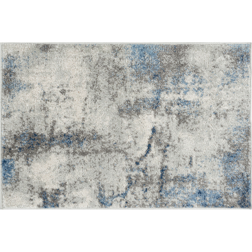 Aikens Contemporary Abstract Area Rug, Navy & Blue, 2' X 3'