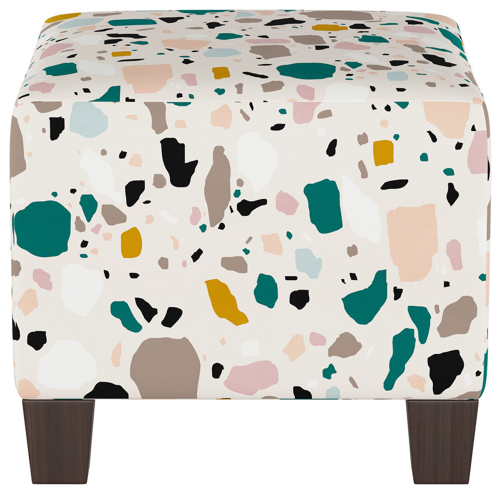 May Square Ottoman, Terrazzo Emerald Ochre