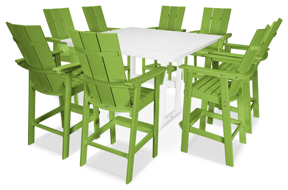 POLYWOOD Modern Adirondack 9-Piece Farmhouse Bar Set