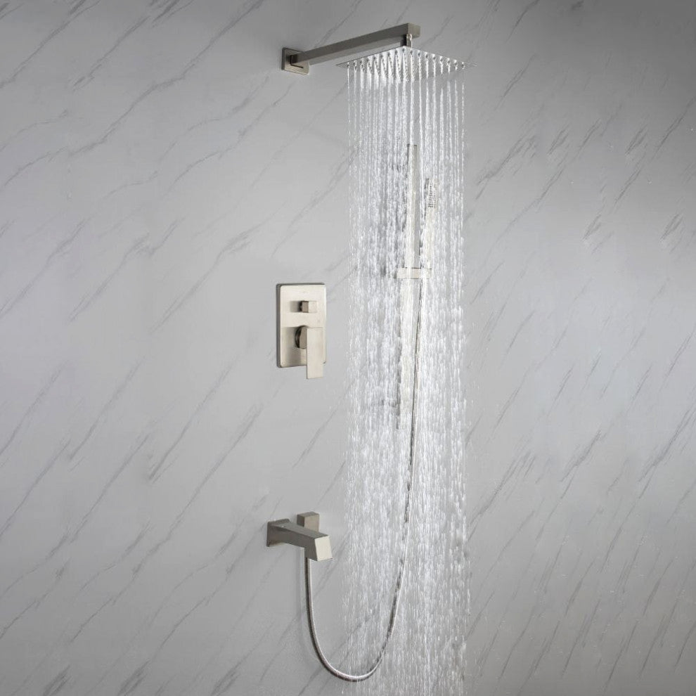 Cero Set 8" Brushed Nickel Square Rain Shower and Handheld