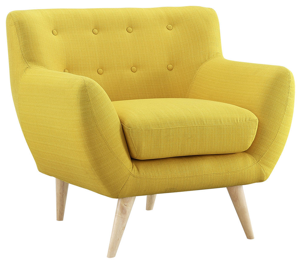 Modern Urban Contemporary Living Room 3-Piece Set, Yellow Fabric