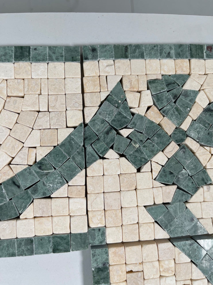 Marble Mosaic Border Listello Accent Tile Clover Green 4.7x12 Polished, 1 piece