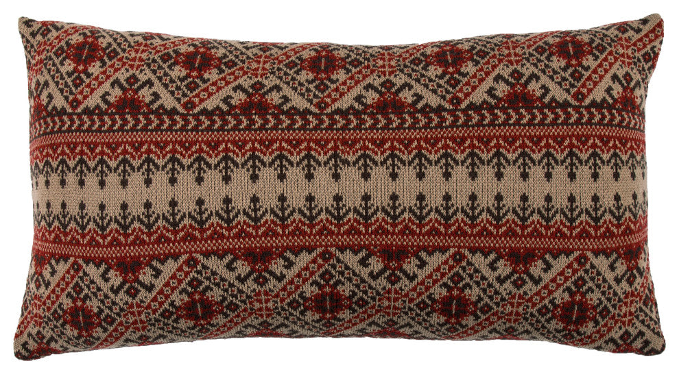 Fair Isle Knit Body Pillow, 21"x35", Rustic Red, 1 Piece