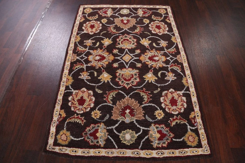 Oushak Hand Tufted Floral Oriental Area Rug, Brown, 4x6'
