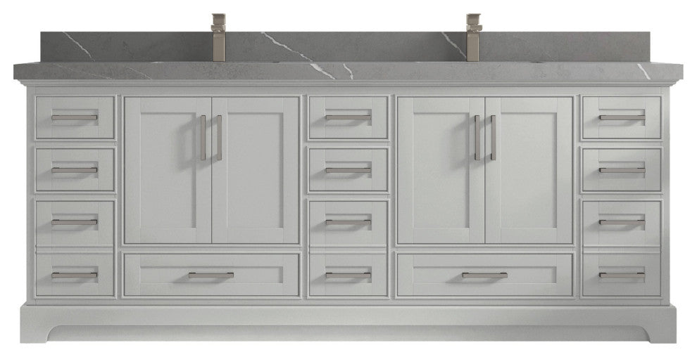 Fenway 84 Double Sink Bath Vanity in Coventry Gray 2" Piatra Gray