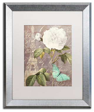 Color Bakery 'White Rose' Matted Framed Art, Silver Frame, White Mat, 16x20