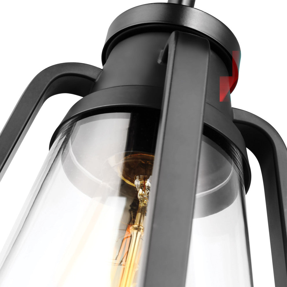 Everett 1-Light 7-Inch Mini Pendant, Matte Black With Clear Glass