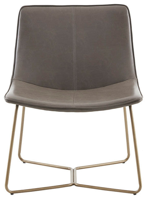 Madison Park Fallon Modern Brown Leather Chair With Gold Metal Base