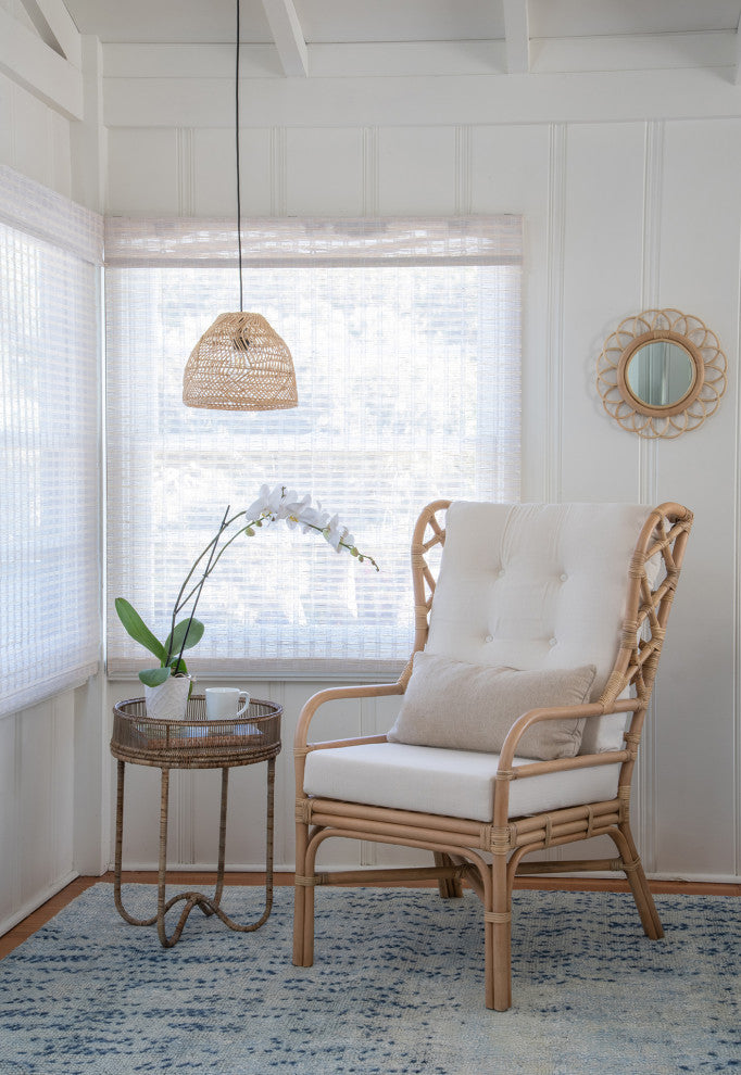 Luhu Open Weave Cane Rib Mini Bell Pendant Lamp, Natural, Small