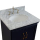 25" Single Vanity, Blue Finish With White Carrara And Oval Sink