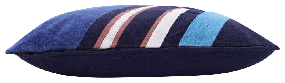 Stacy Garcia Patchwork Handmade Throw Pillow, Cobalt Blue/Navy, 20"x20"