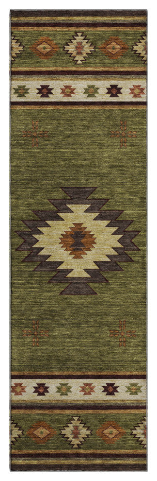 Addison Premium Washable Mayfield AMF179 Green 2'3" x 7'6" Runner Rug