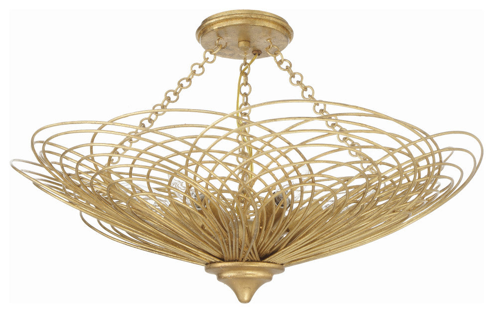 Crystorama Doral 6 Light Renaissance Gold Semi Flush Mount