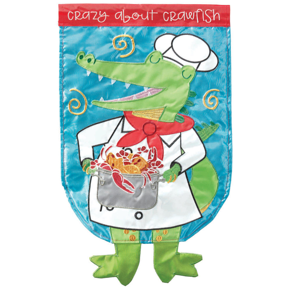 Crazy About Crawfish Alligator Flag