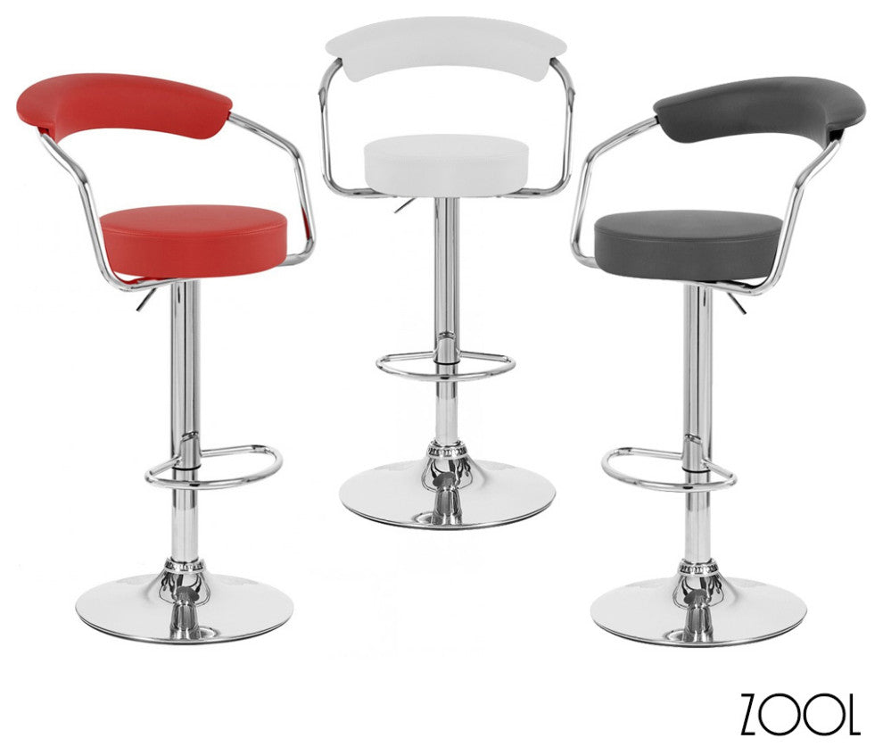 Set of 2 Zool Contemporary Adjustable Faux Leather Barstool - Black Licorice