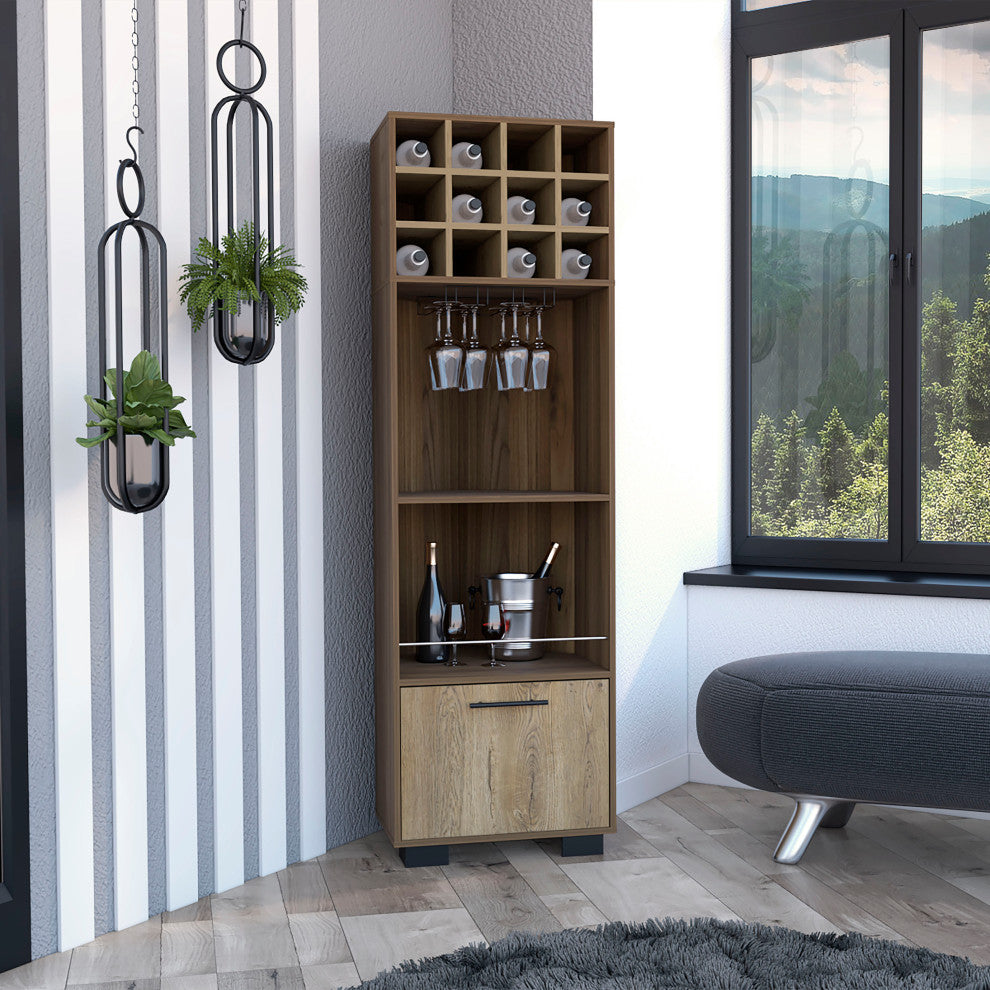 DEPOT E-SHOP Norway Corner Bar Cabinet, Mahogany