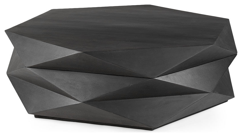 Mod Geometric Black Solid Wood Coffee Table