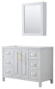 48" Single Bathroom Vanity, White, No Countertop, Medicine Cabinet, Gold Trim