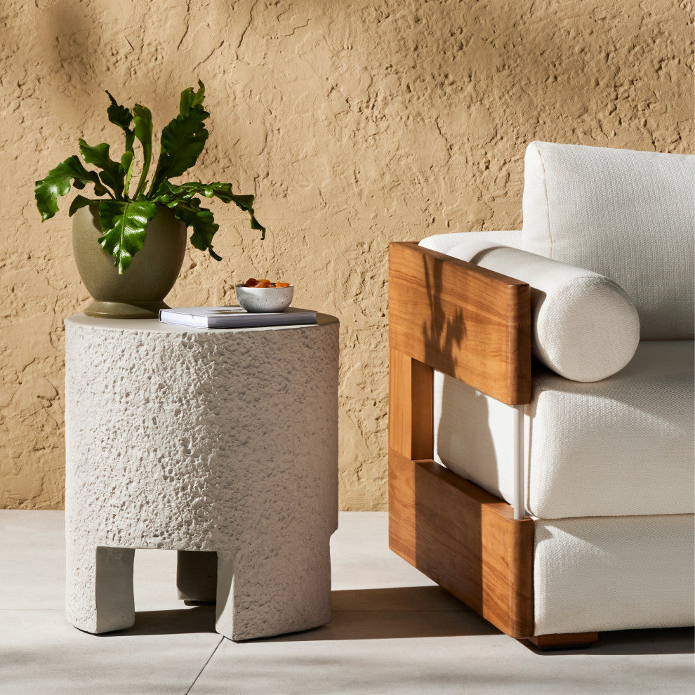 Kember Outdoor End Table-Blanc White