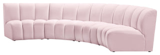 Infinity Channel Tufted Velvet Modular Chair, Pink, 4 Piece