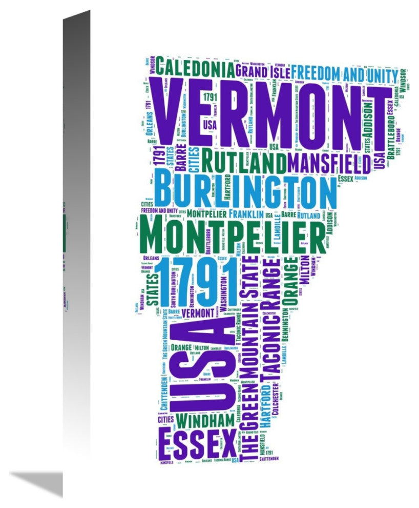 "Vermont Word Cloud Map" Fine Art Print