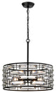 Sue Drum Shade Chandelier With Clear Glass Crystal Prism 6-light, Antique Black