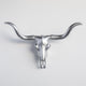 Large Faux Skull Texas Longhorn, Silver