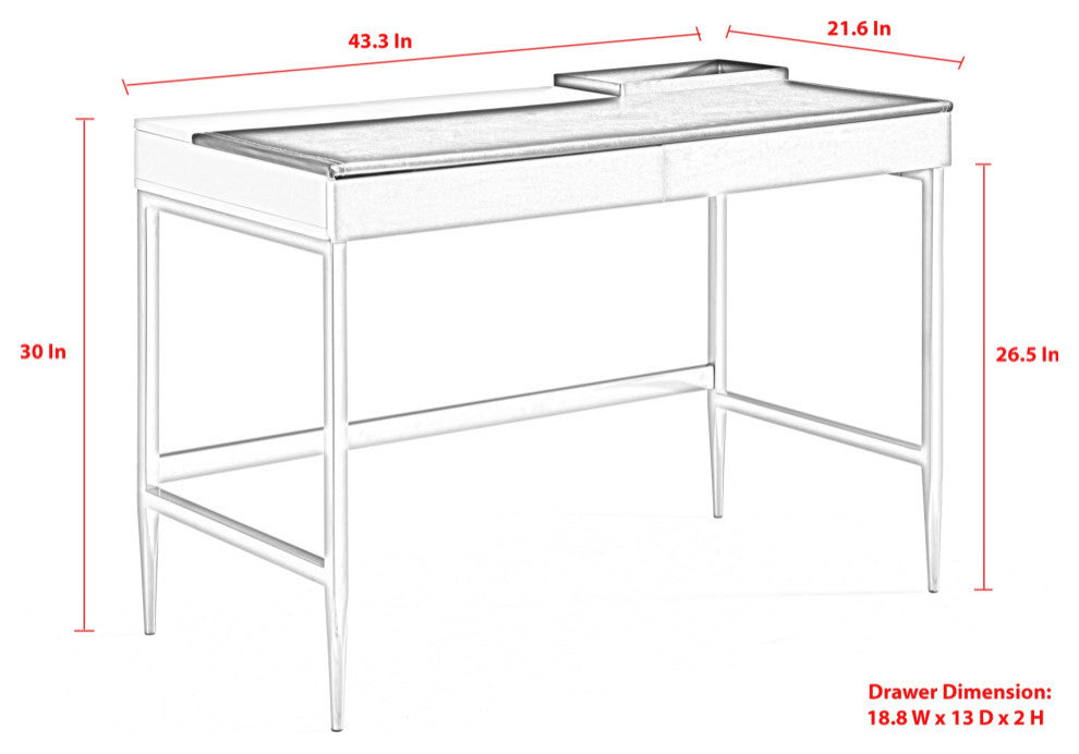 Loft Lyfe Kinzlee Desk, 2 Storage Drawers, Black/White