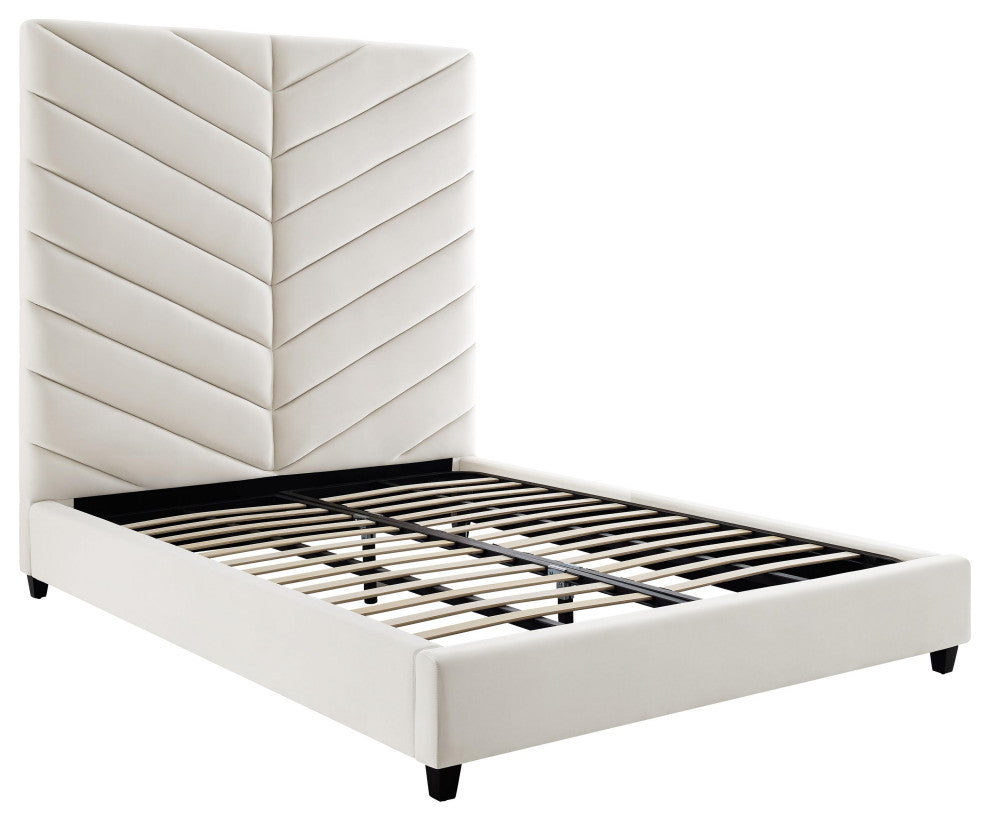 TOV Furniture Javan Cream Velvet Bed in King