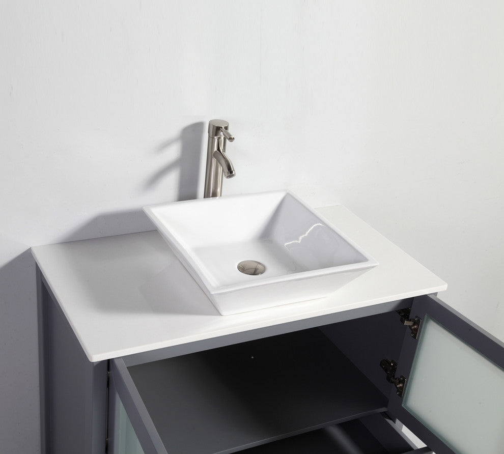 36" Bathroom Vanity With Matching Mirror, Dark Gray