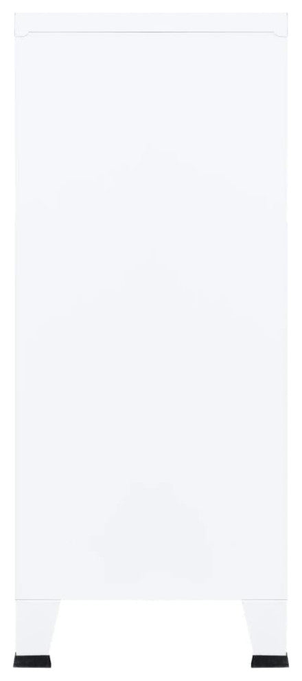 vidaXL File Cabinet Hall Entryway Sideboard Storage Chest Cabinet White Steel